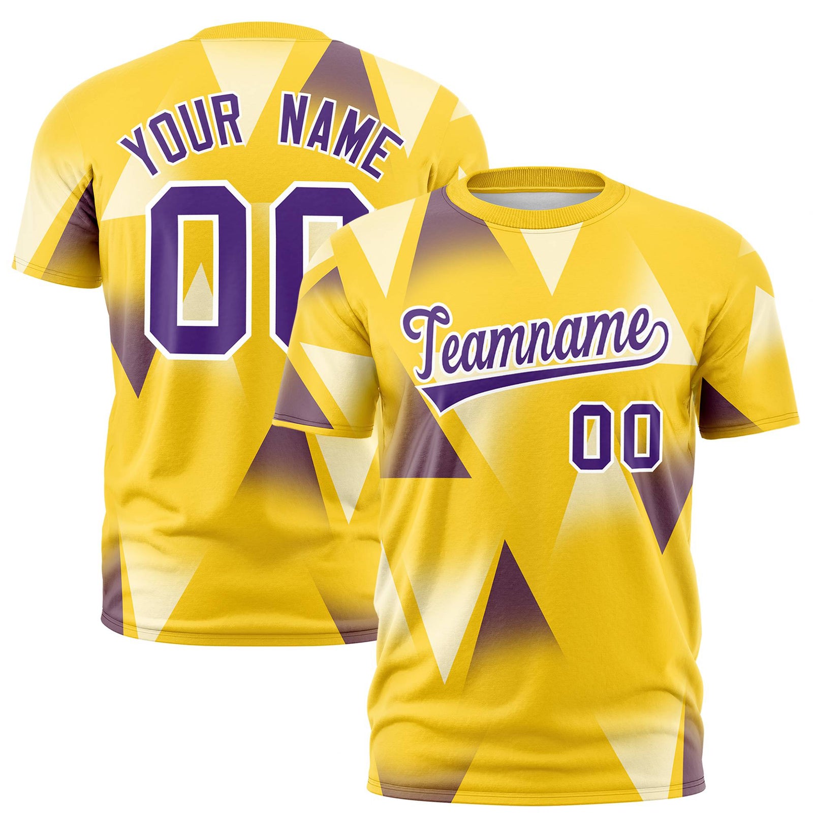 Custom Gold01 Purple-White Personalized Triangular Pattern Performance T-Shirt