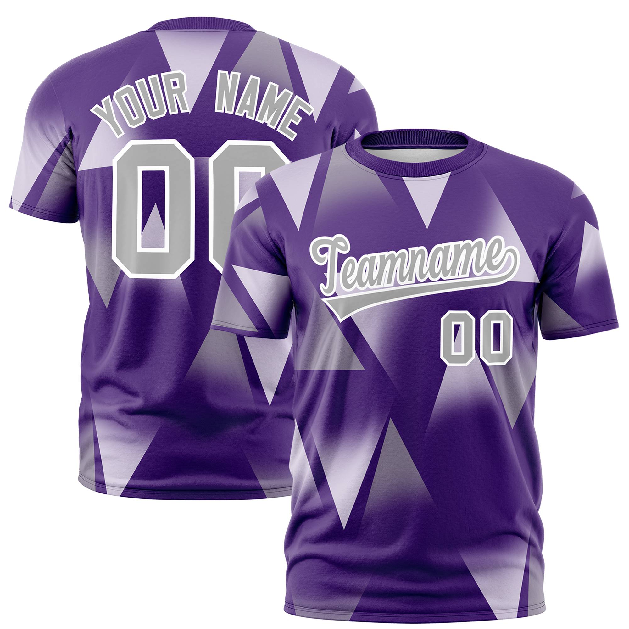 Custom Purple Gray Personalized Triangular Pattern Performance T-Shirt