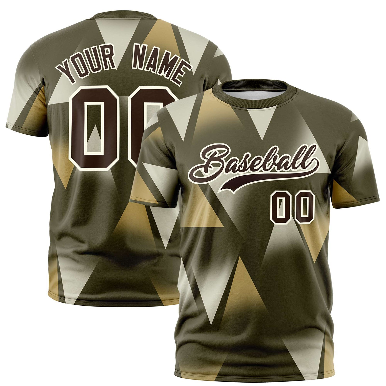 Custom Olive Old Gold-Brown Personalized Triangular Pattern Performance T-Shirt