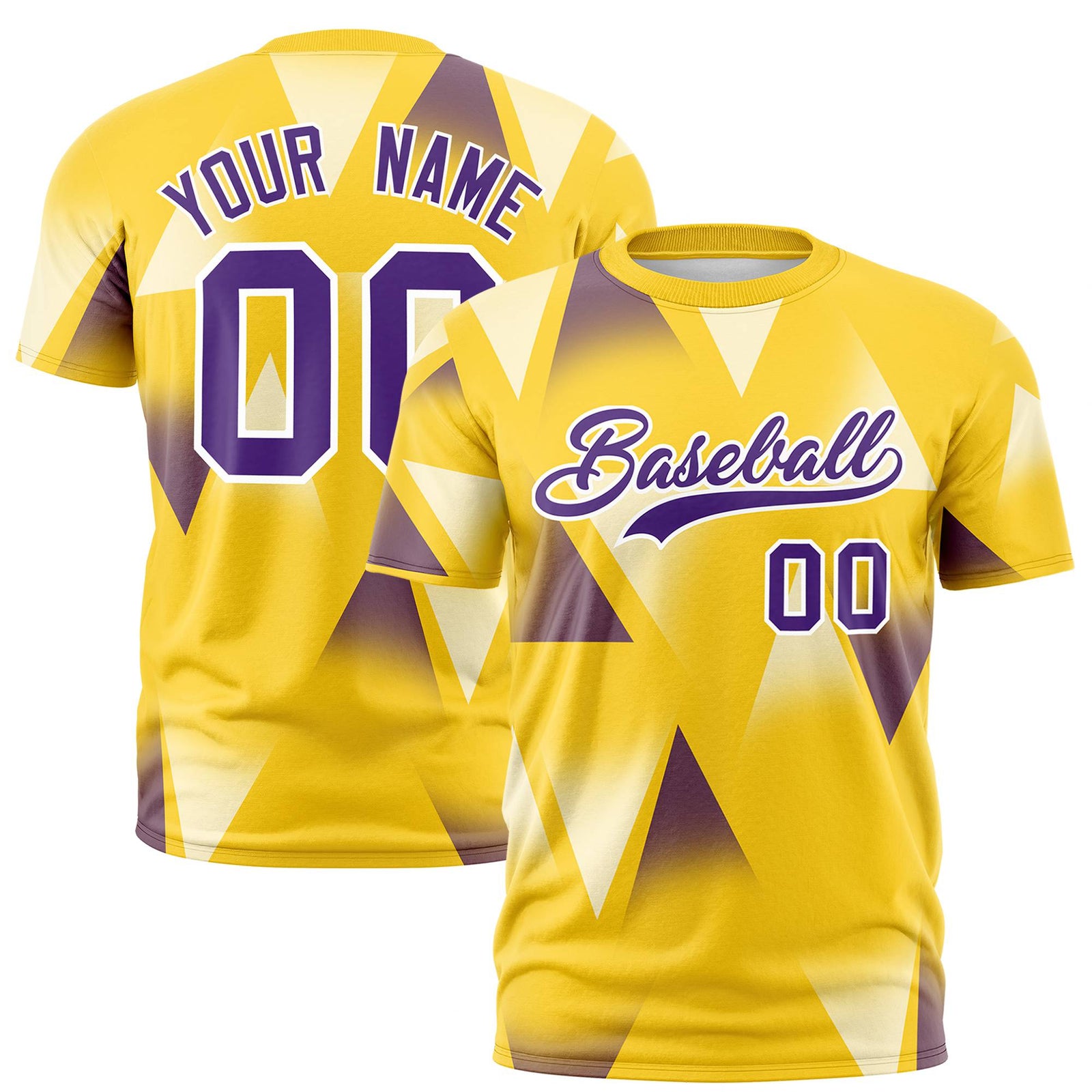 Custom Gold01 Purple-White Personalized Triangular Pattern Performance T-Shirt