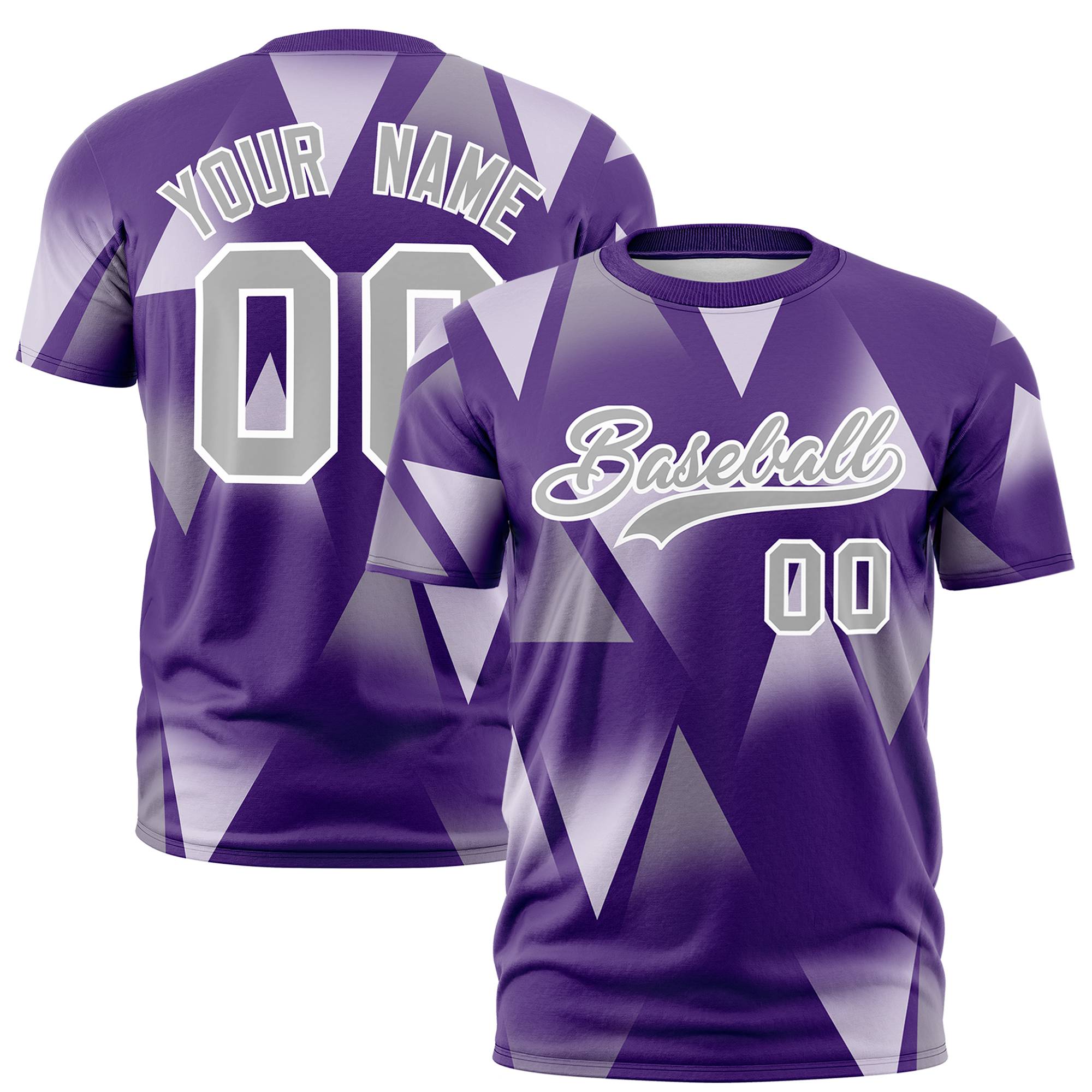 Custom Purple Gray Personalized Triangular Pattern Performance T-Shirt