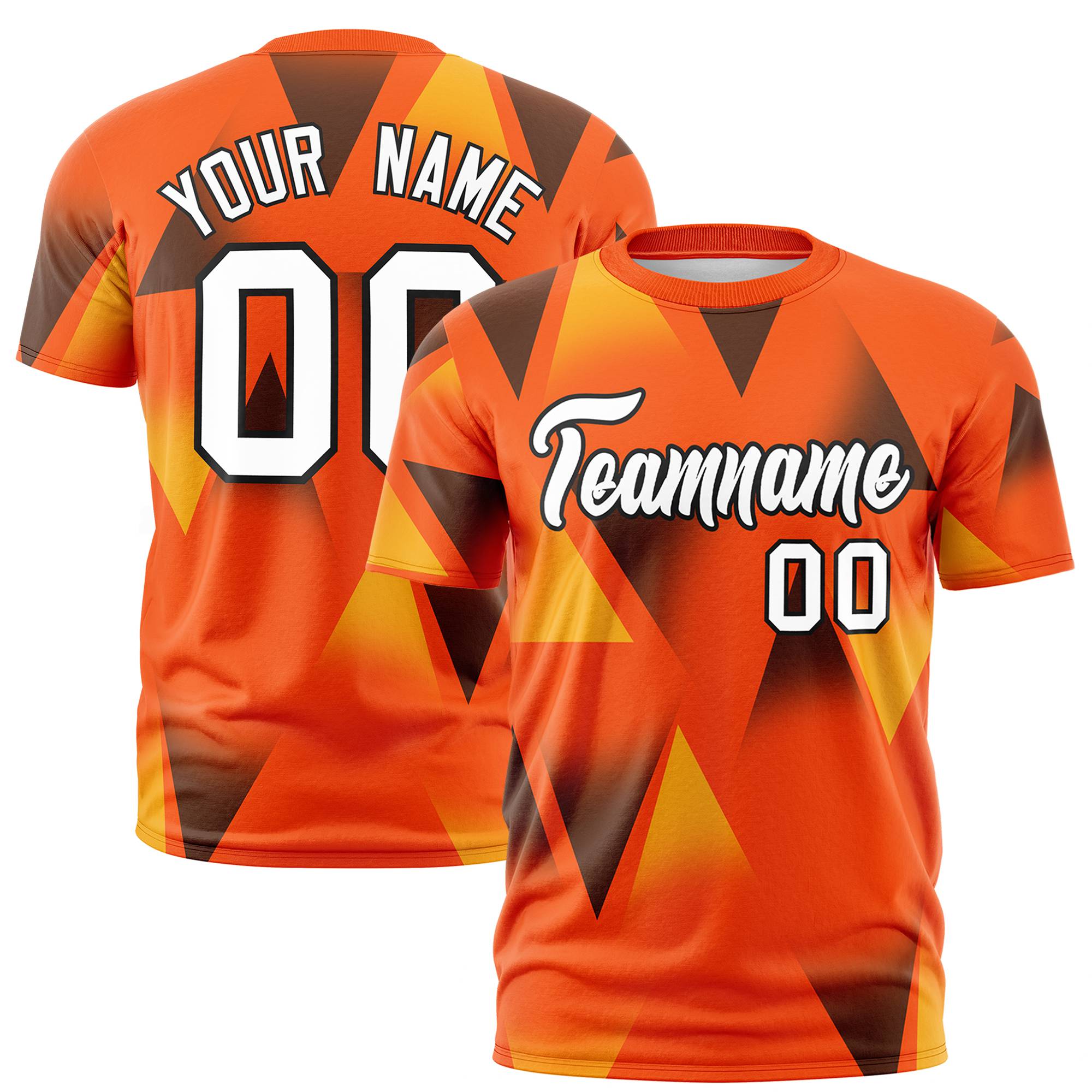 Custom Orange Gold01-Black Personalized Triangular Pattern Performance T-Shirt