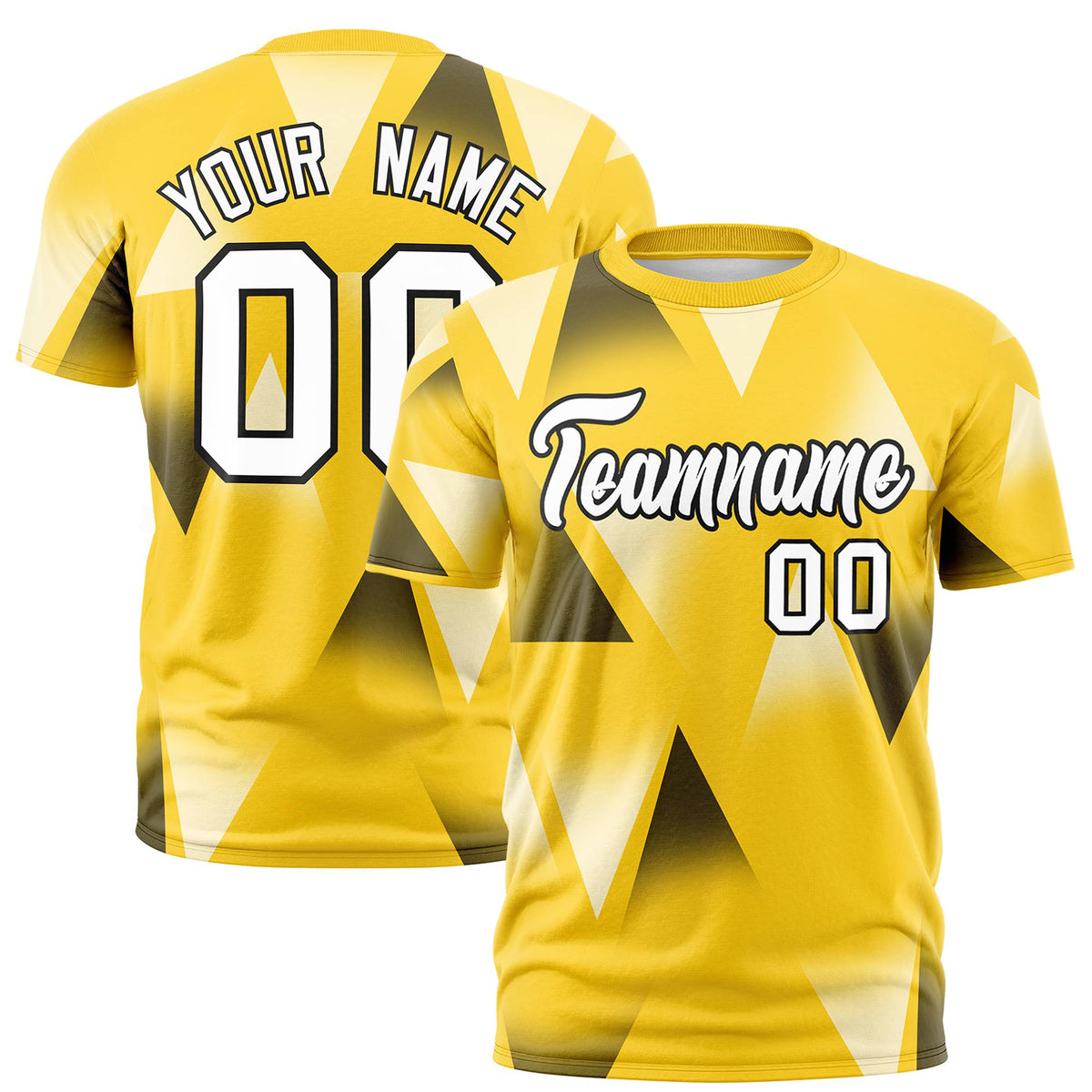 Custom Gold01 Black-White Personalized Triangular Pattern Performance T-Shirt