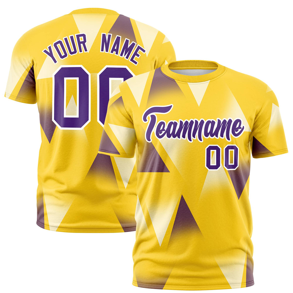 Custom Gold01 Purple-White Personalized Triangular Pattern Performance T-Shirt