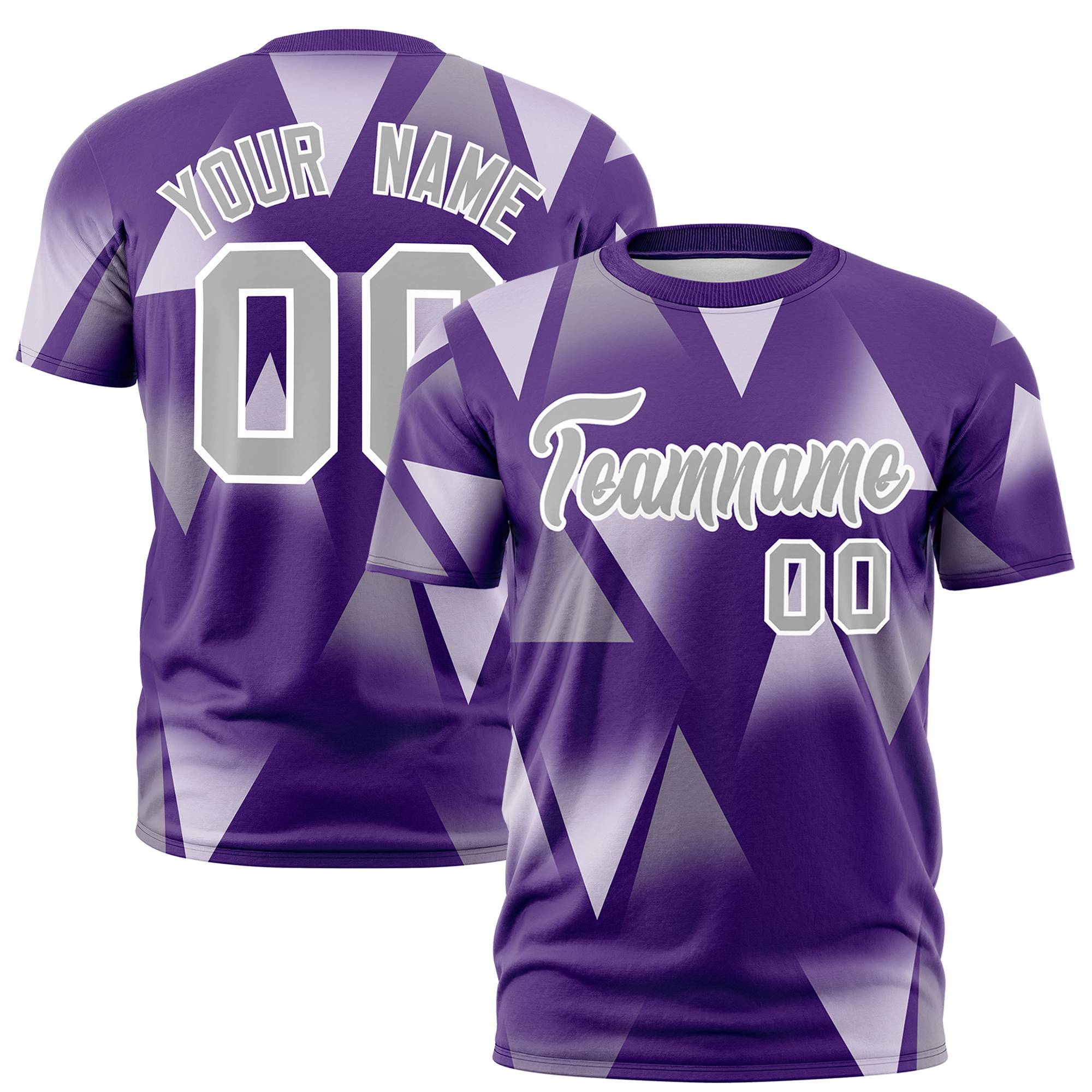 Custom Purple Gray Personalized Triangular Pattern Performance T-Shirt