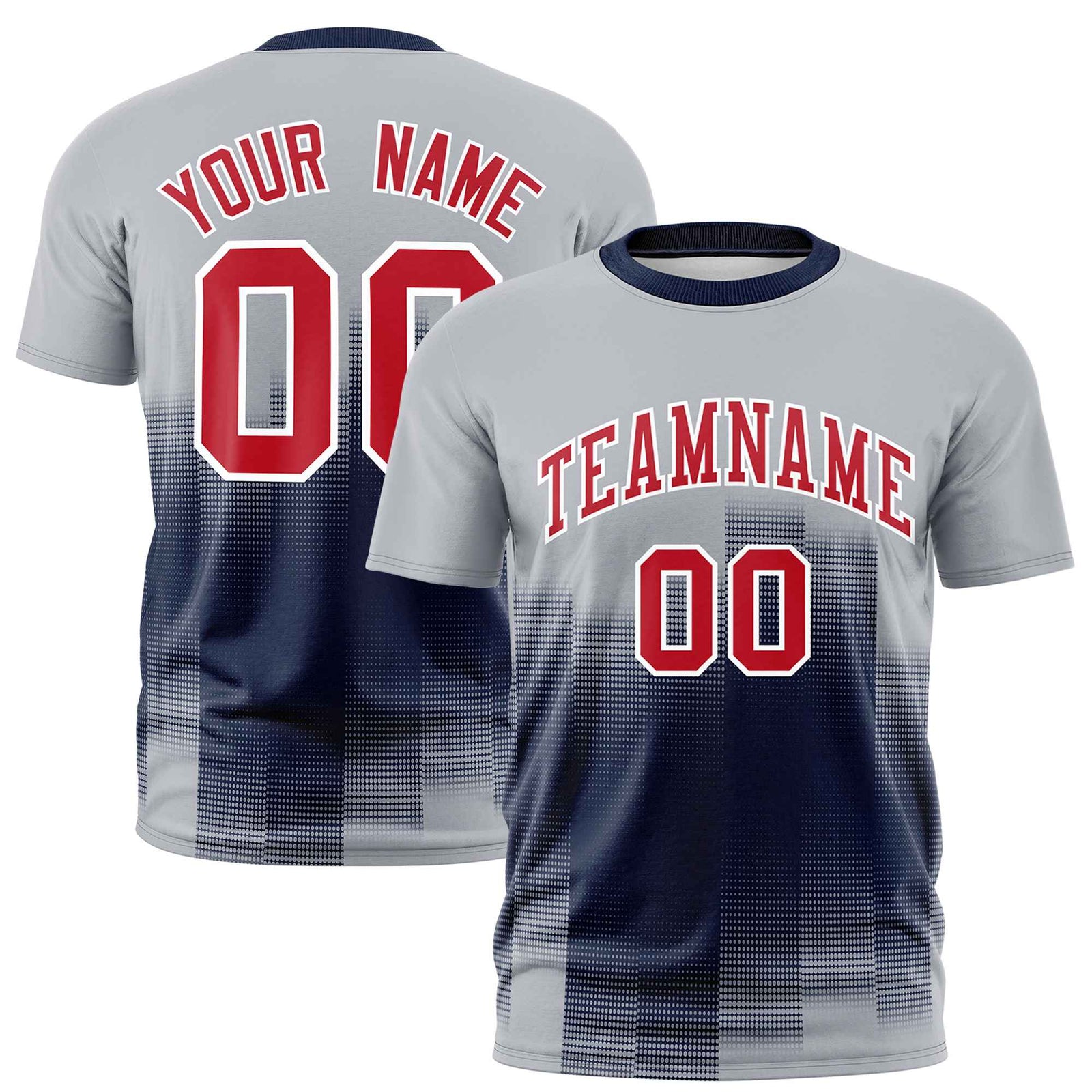 Custom Navy Gray Gradient Fashion Design Performance T-Shirt