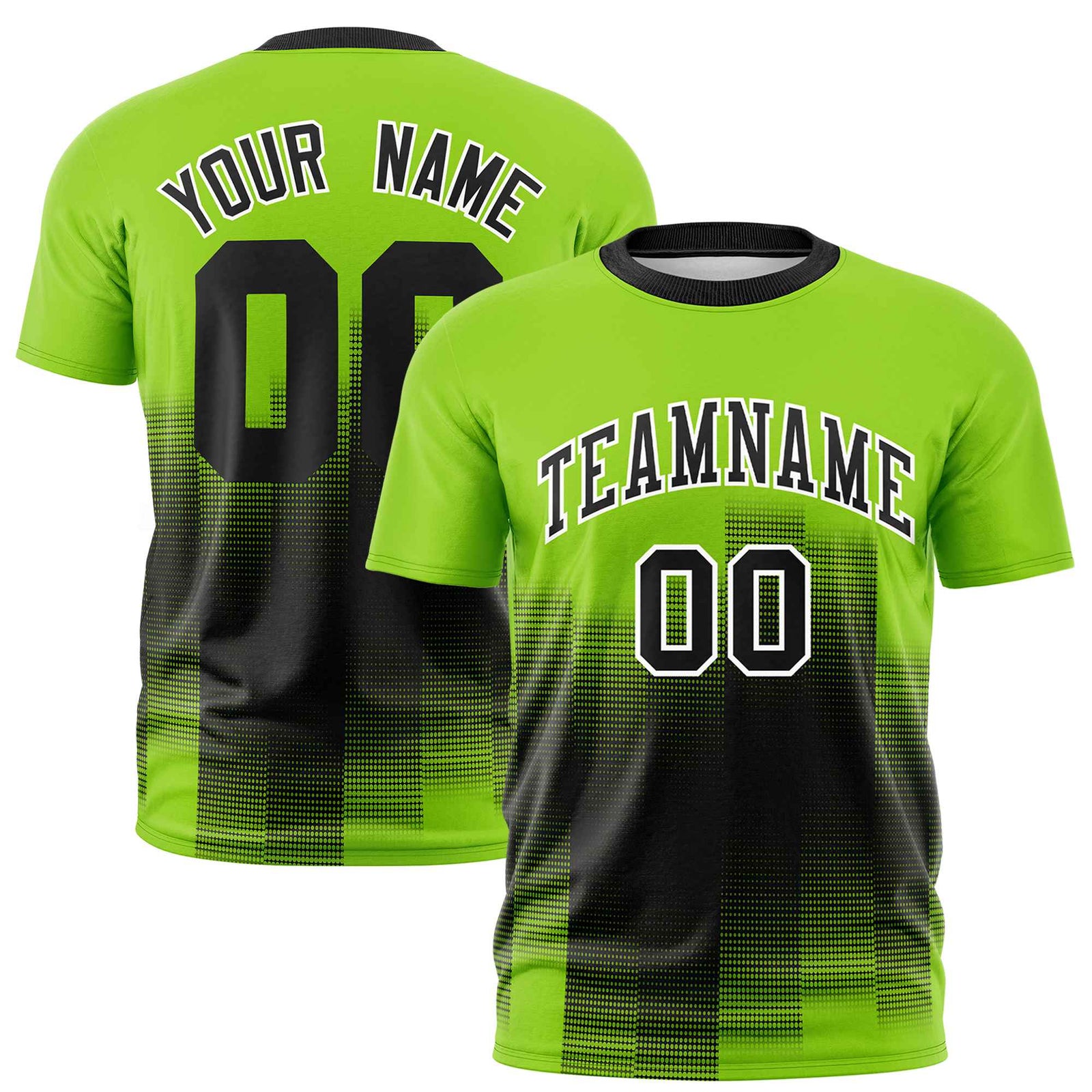 Custom Black Neon Green Gradient Fashion Design Performance T-Shirt