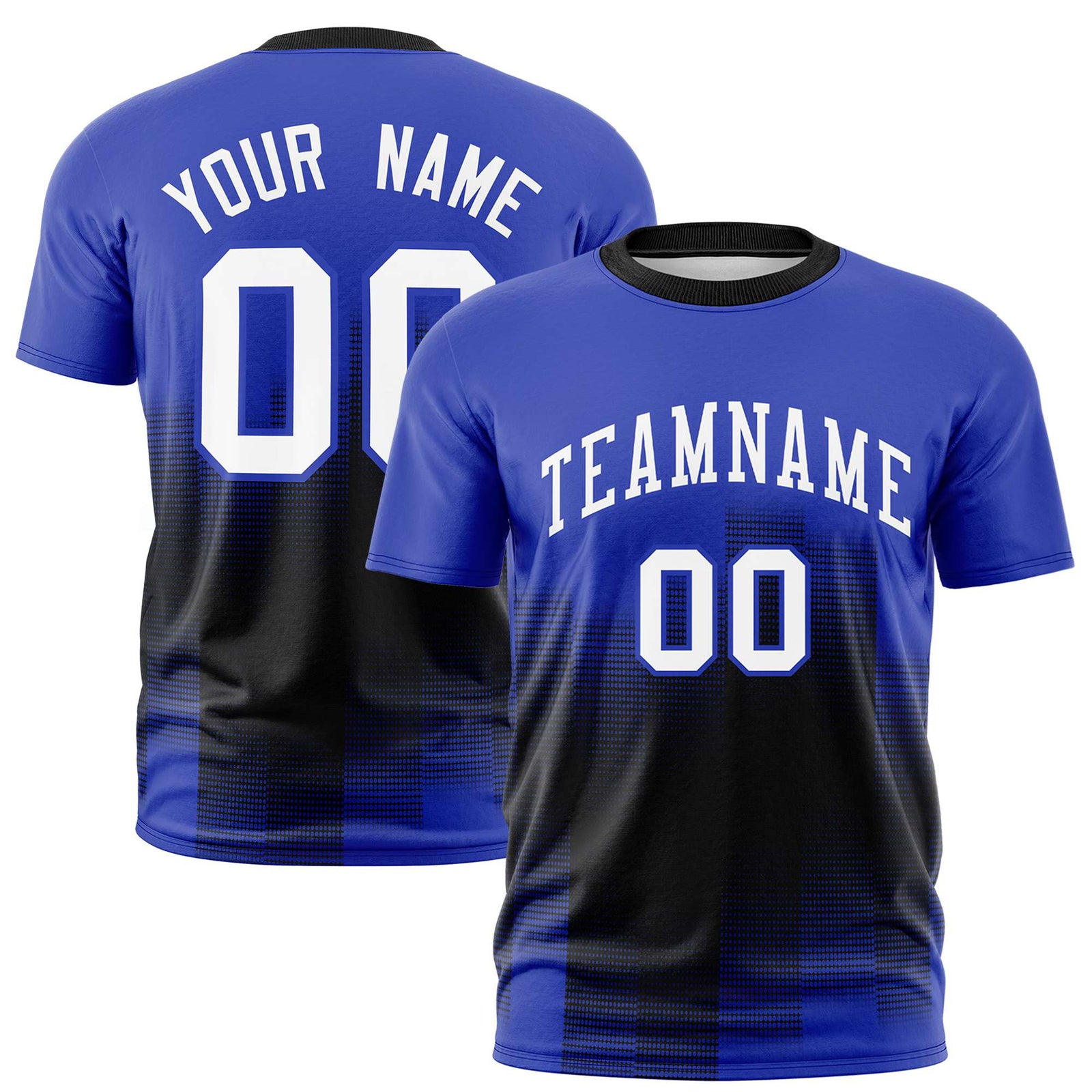 Custom Black Royal Blue Gradient Fashion Design Performance T-Shirt