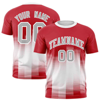 Custom White Red Gradient Fashion Design Performance T-Shirt - Style 1