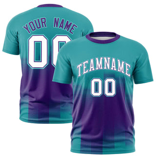 Custom Purple Aqua Gradient Fashion Design Performance T-Shirt - Style 1