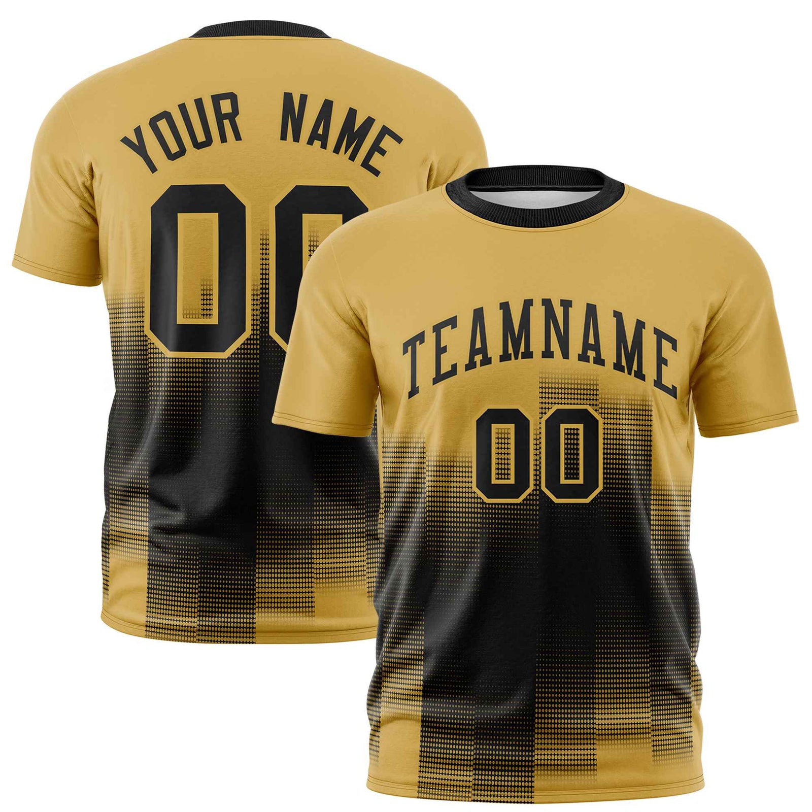 Custom Black Old Gold Gradient Fashion Design Performance T-Shirt