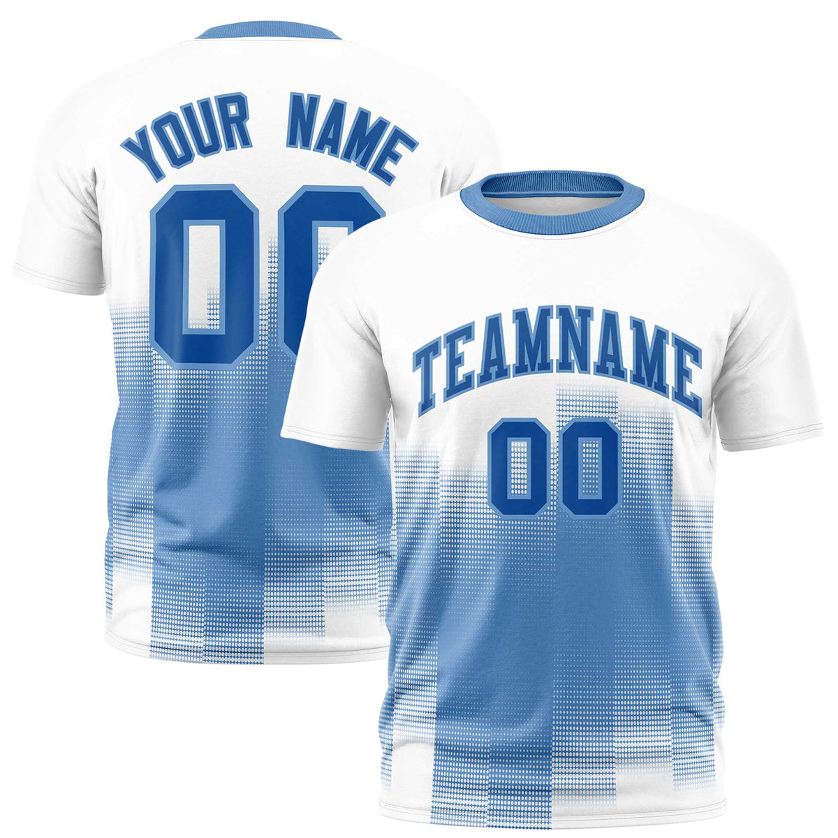 Custom Light Blue White Gradient Fashion Design Performance T-Shirt