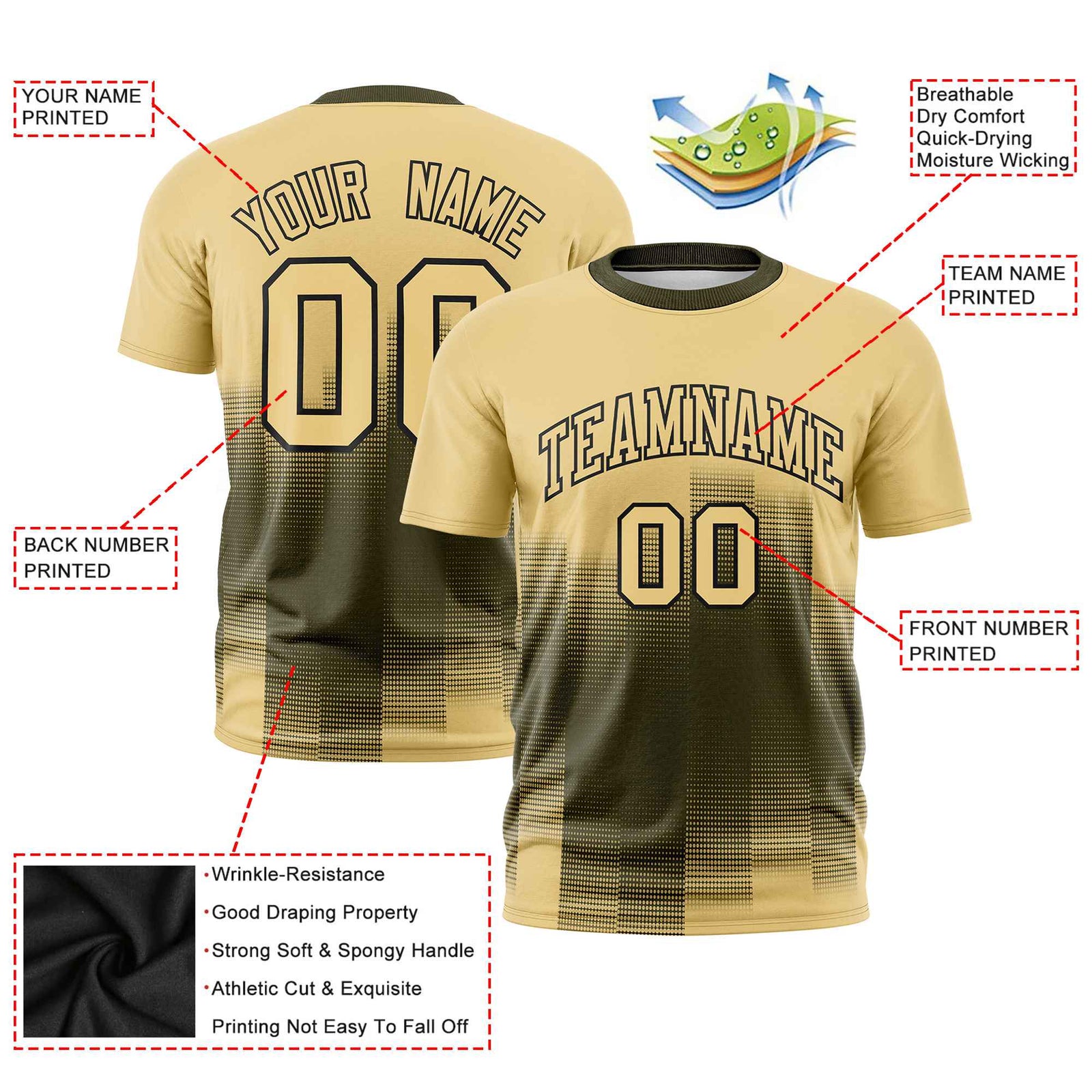 Custom Olive Khaki Gradient Fashion Design Performance T-Shirt