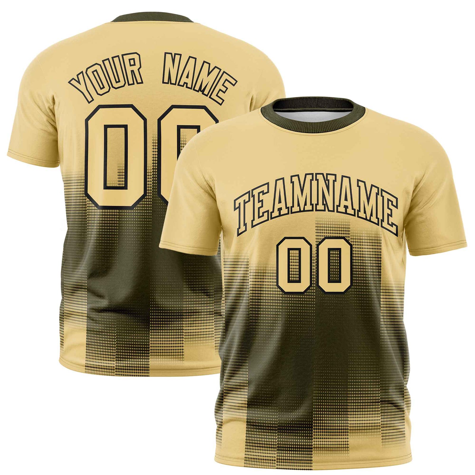 Custom Olive Khaki Gradient Fashion Design Performance T-Shirt