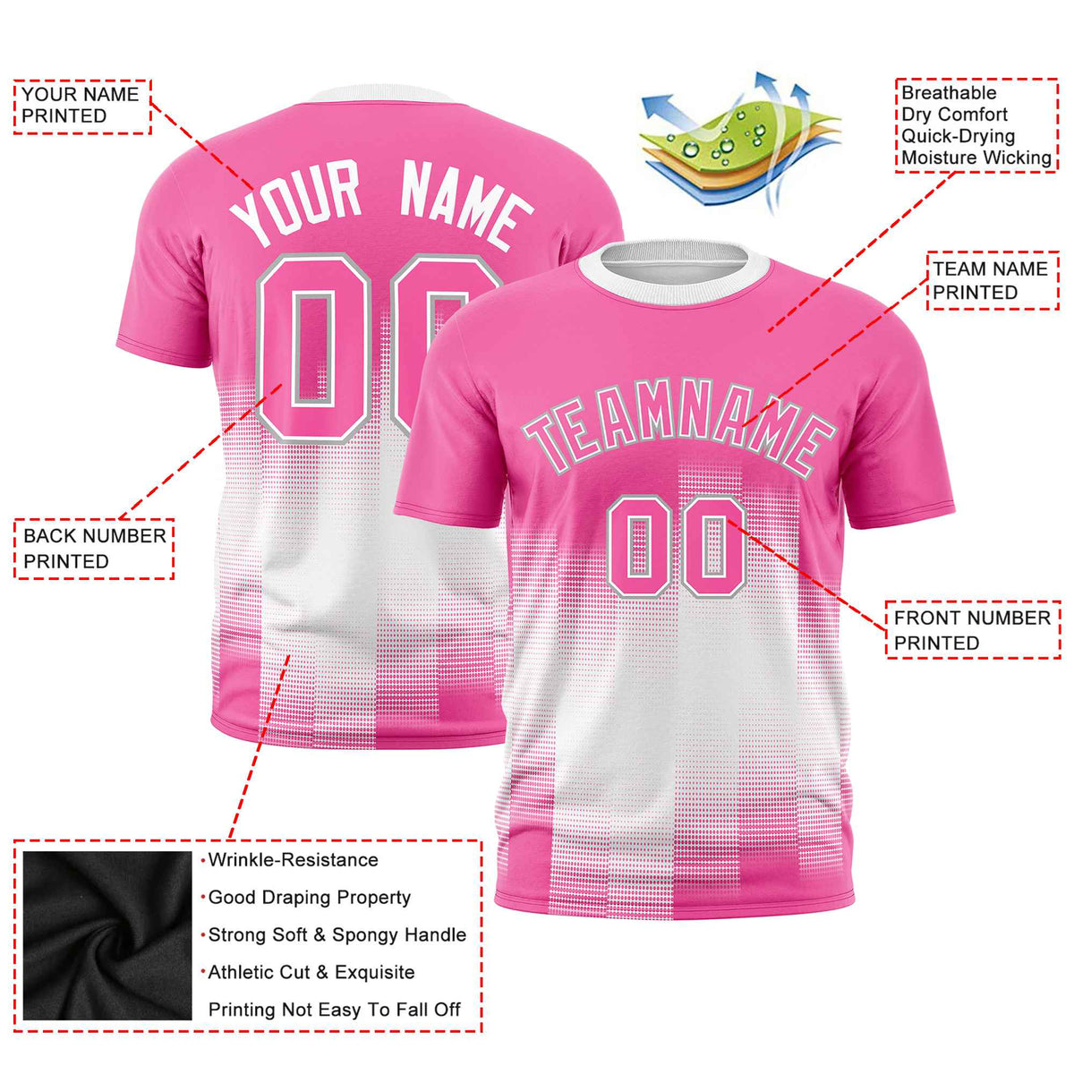 Custom White Pink Gradient Fashion Design Performance T-Shirt