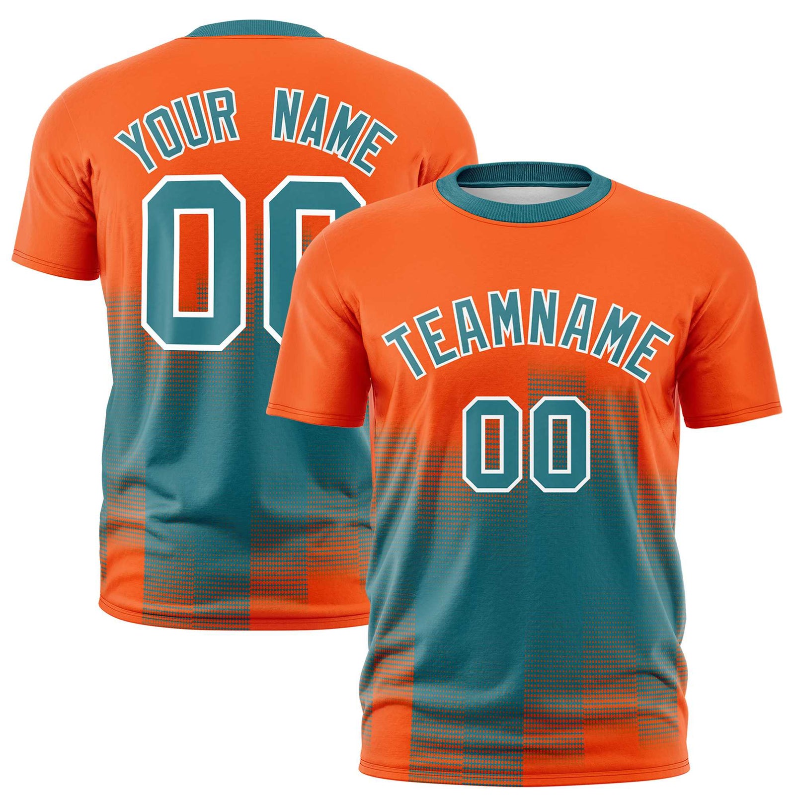 Custom Aqua Orange Gradient Fashion Design Performance T-Shirt