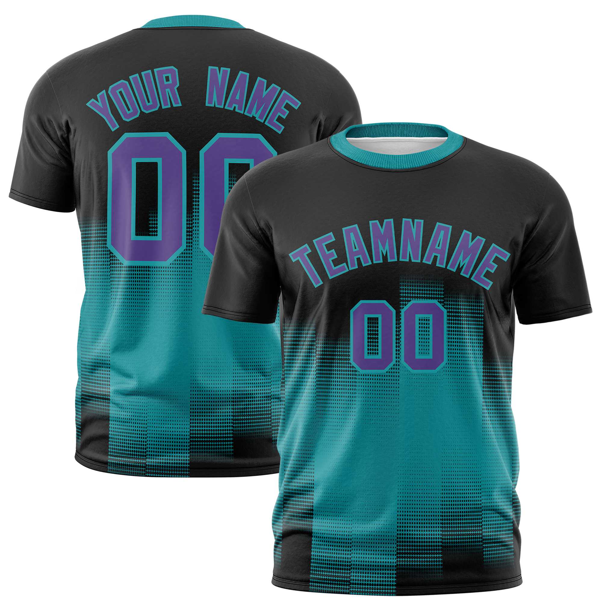 Custom Aqua Black Gradient Fashion Design Performance T-Shirt