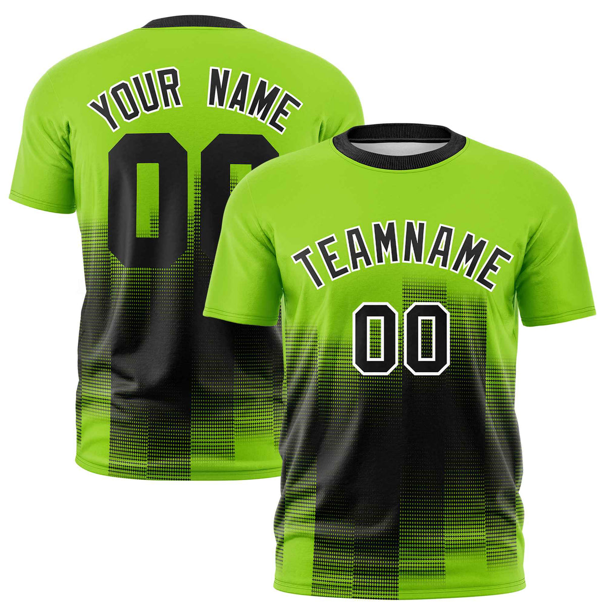 Custom Black Neon Green Gradient Fashion Design Performance T-Shirt