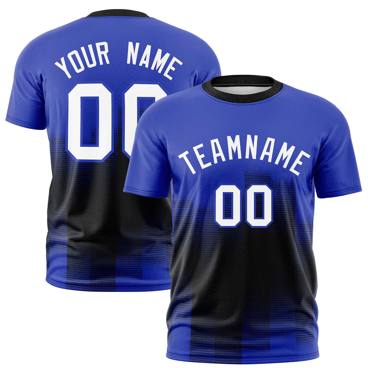 Custom Black Royal Blue Gradient Fashion Design Performance T-Shirt