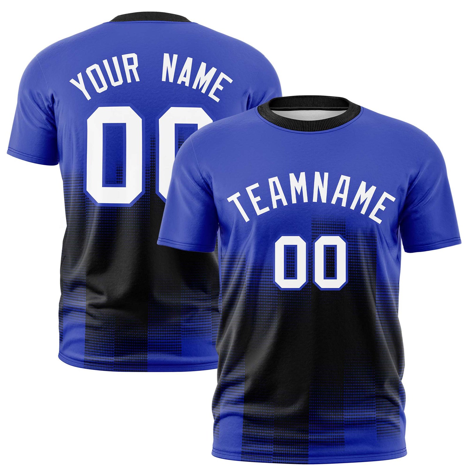 Custom Black Royal Blue Gradient Fashion Design Performance T-Shirt