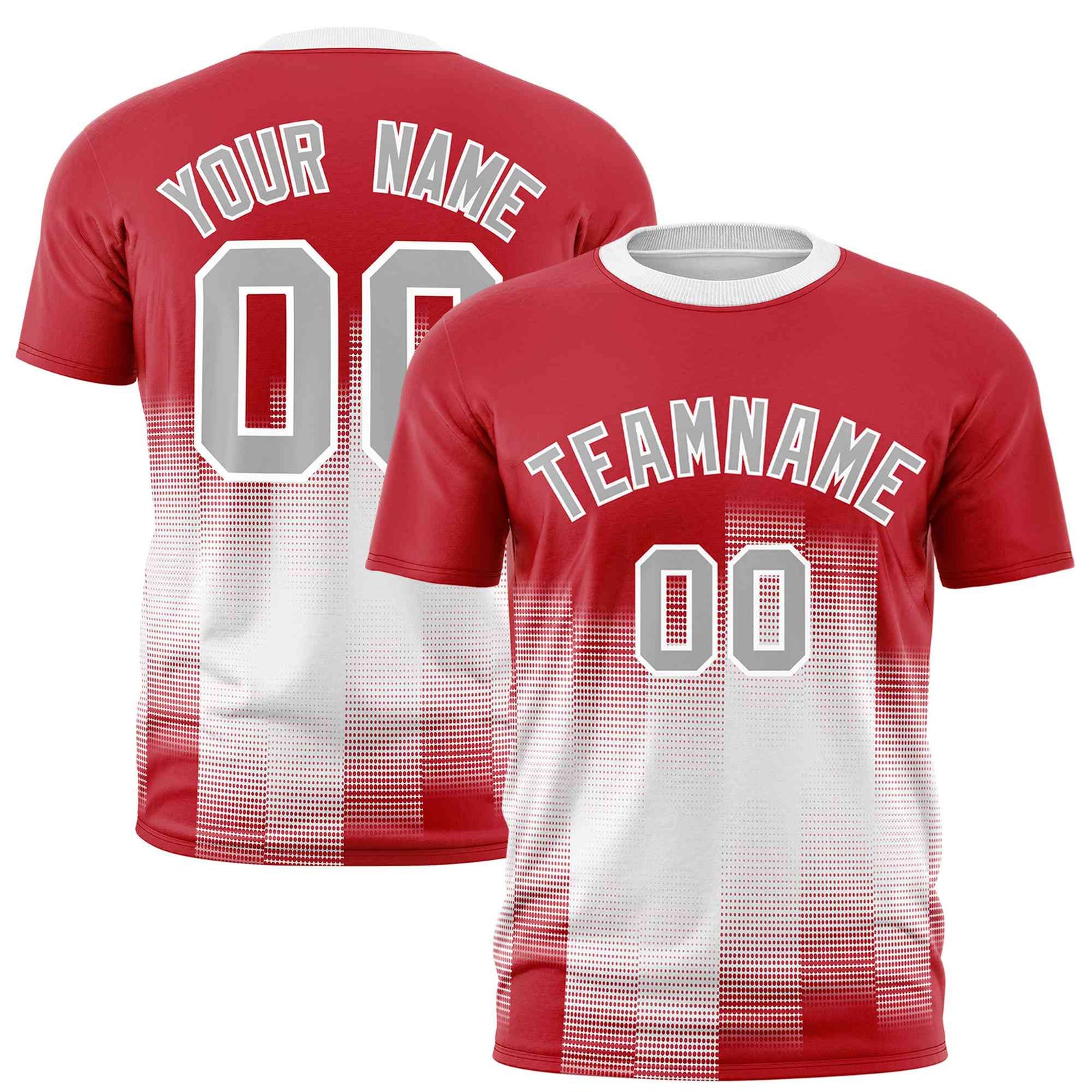 Custom White Red Gradient Fashion Design Performance T-Shirt