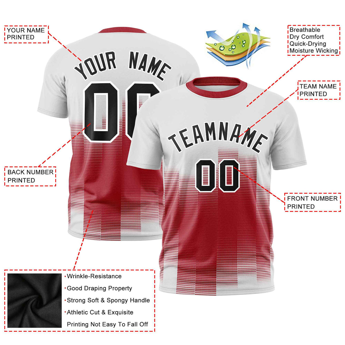 Custom Red White Gradient Fashion Design Performance T-Shirt