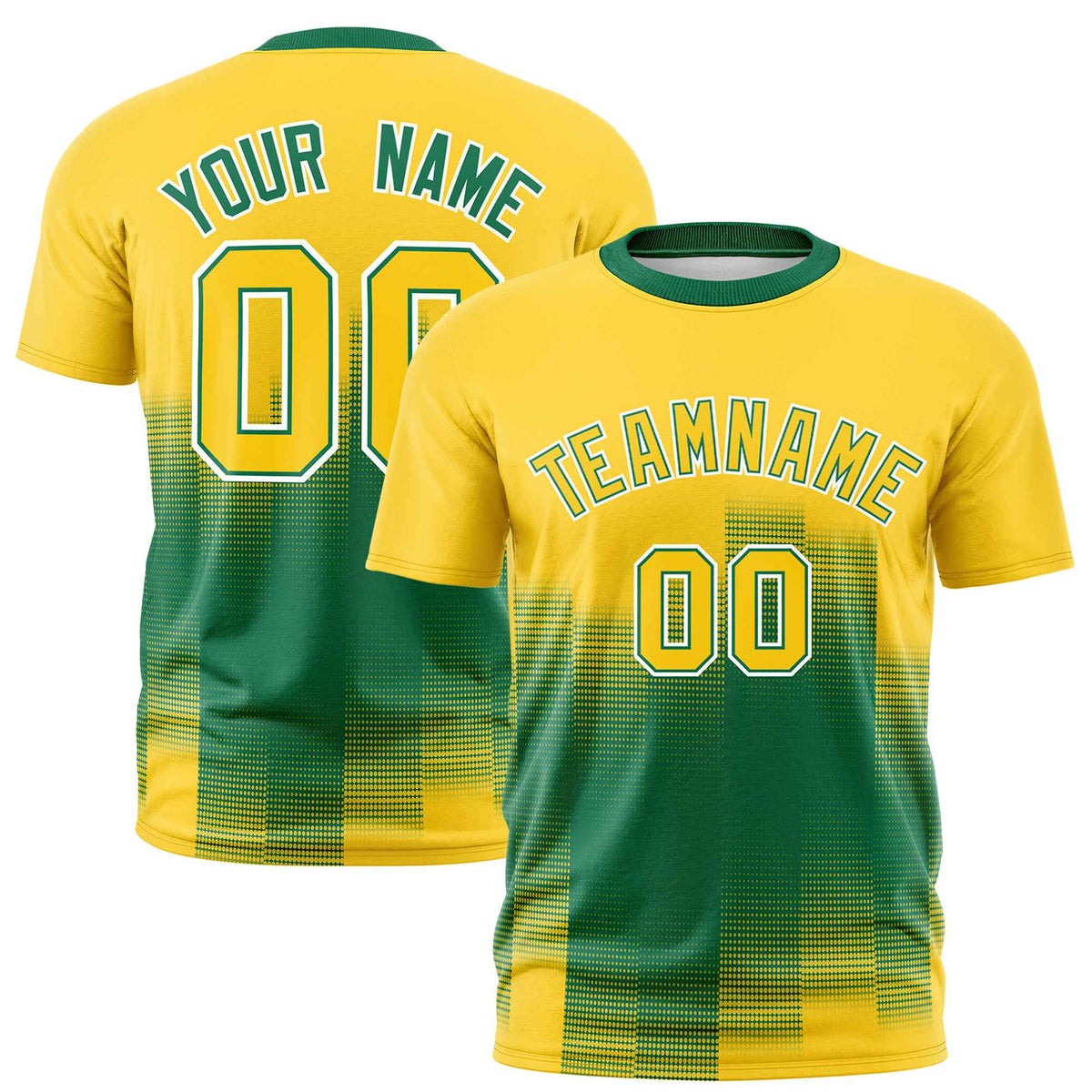 Custom Kelly Green Gold01 Gradient Fashion Design Performance T-Shirt