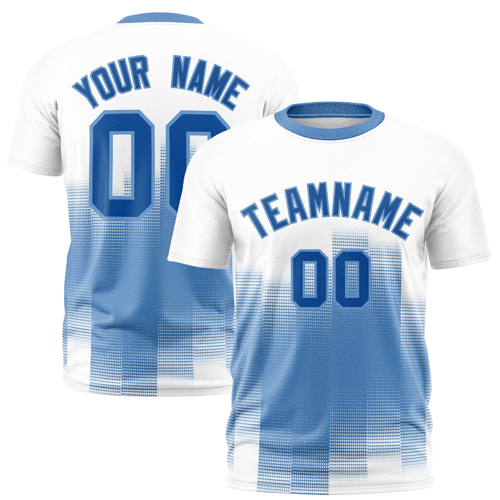 Custom Light Blue White Gradient Fashion Design Performance T-Shirt