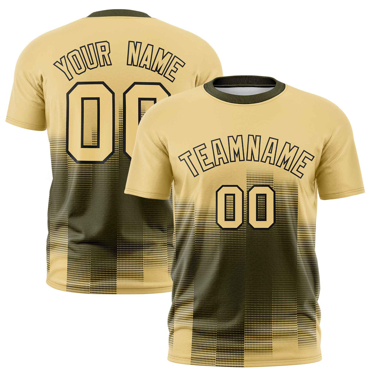 Custom Olive Khaki Gradient Fashion Design Performance T-Shirt