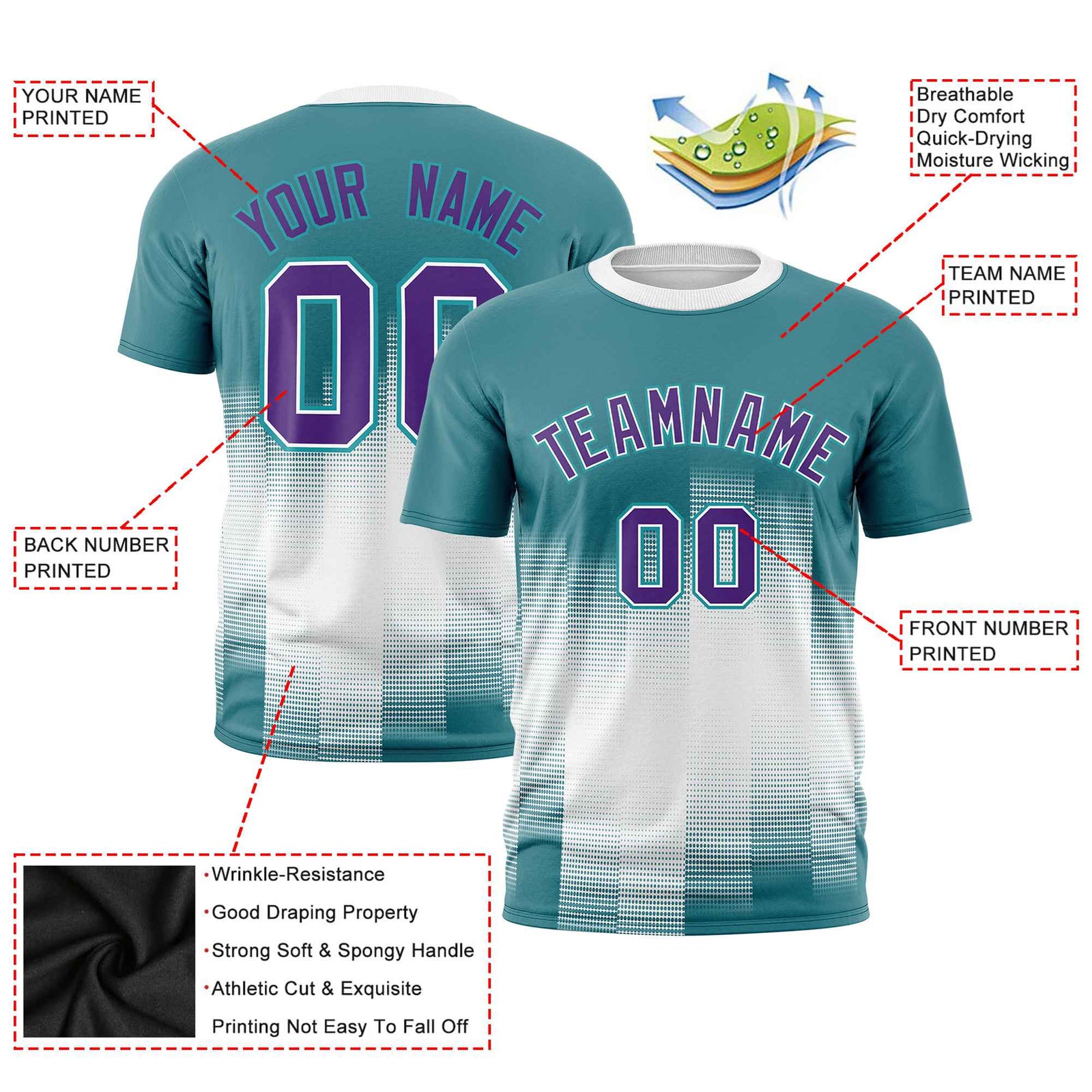 Custom White Aqua Gradient Fashion Design Performance T-Shirt