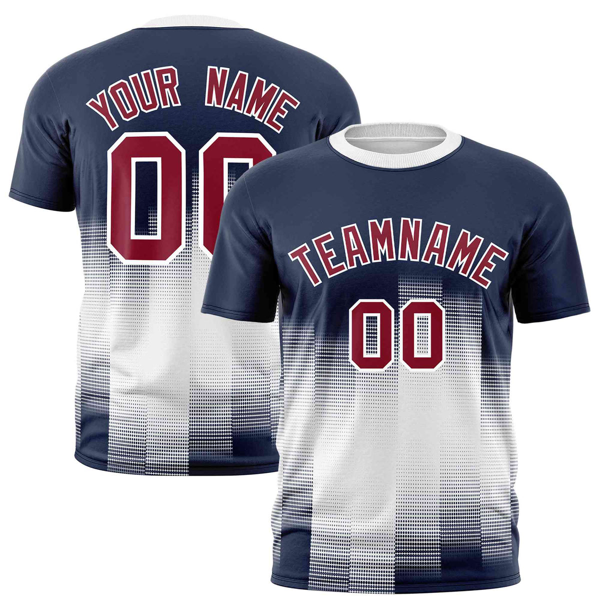 Custom White Navy Gradient Fashion Design Performance T-Shirt