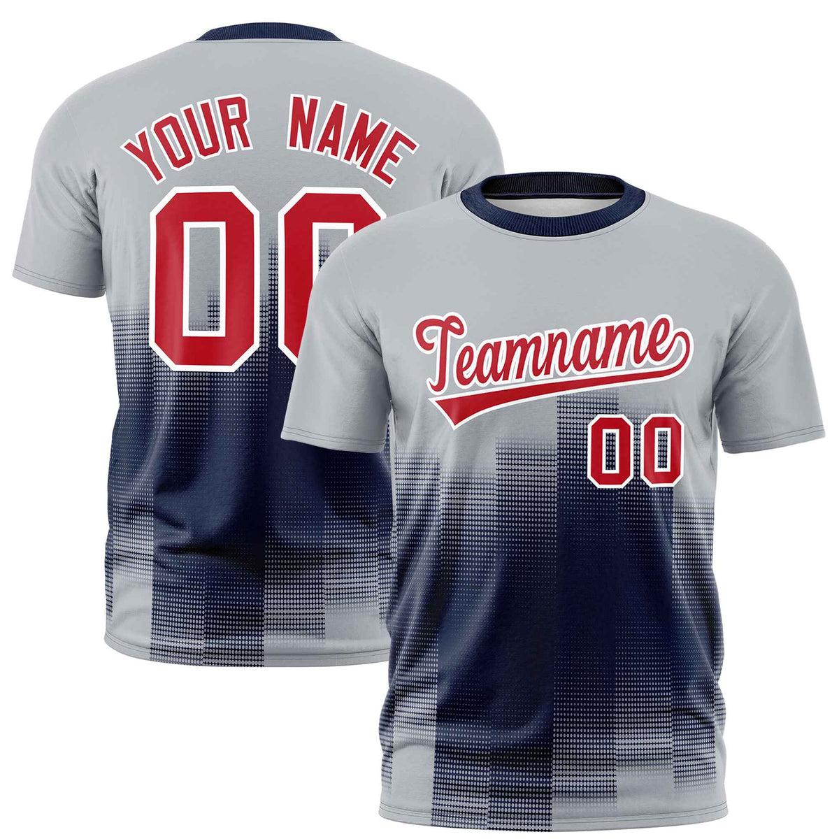 Custom Navy Gray Gradient Fashion Design Performance T-Shirt