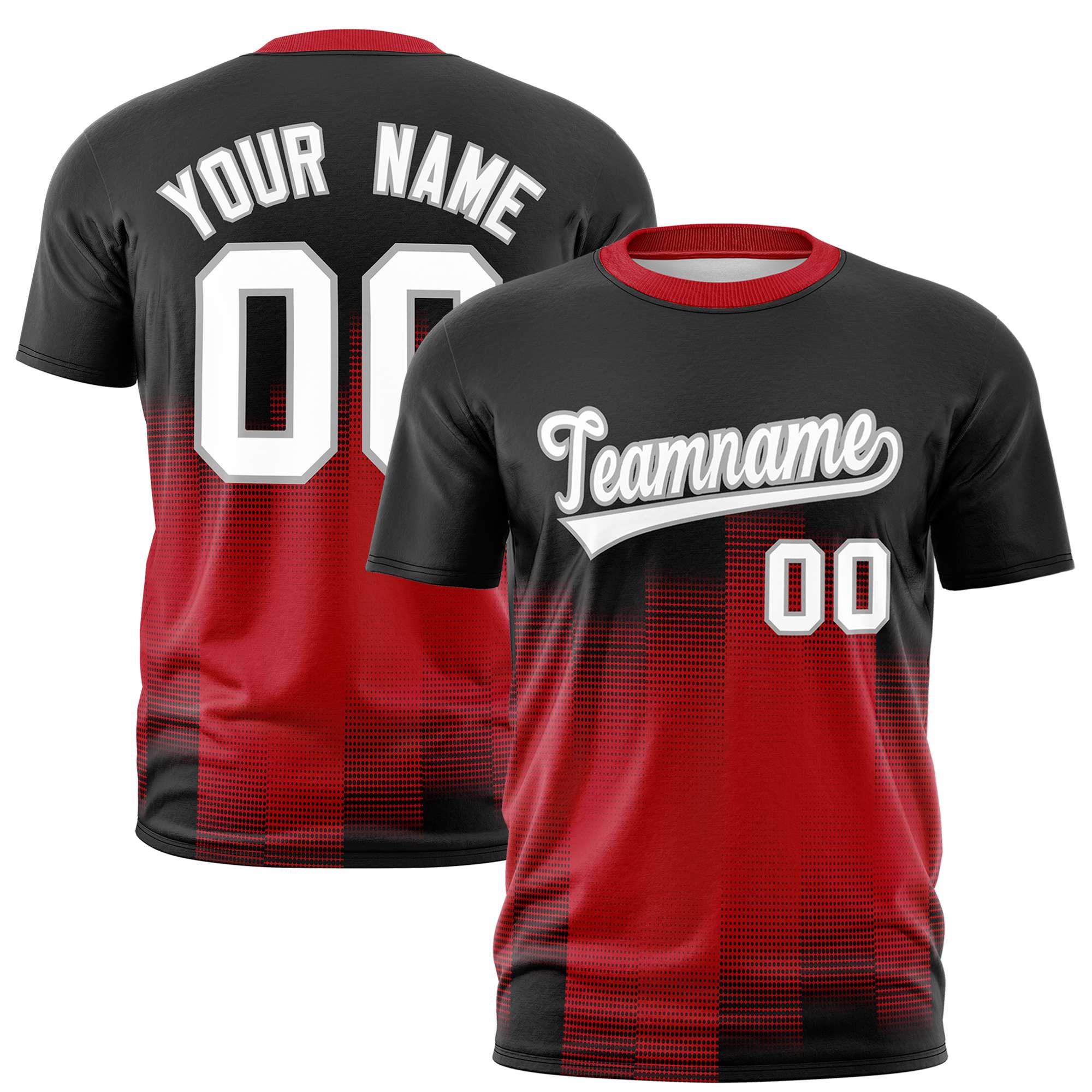 Custom Red Black Gradient Fashion Design Performance T-Shirt