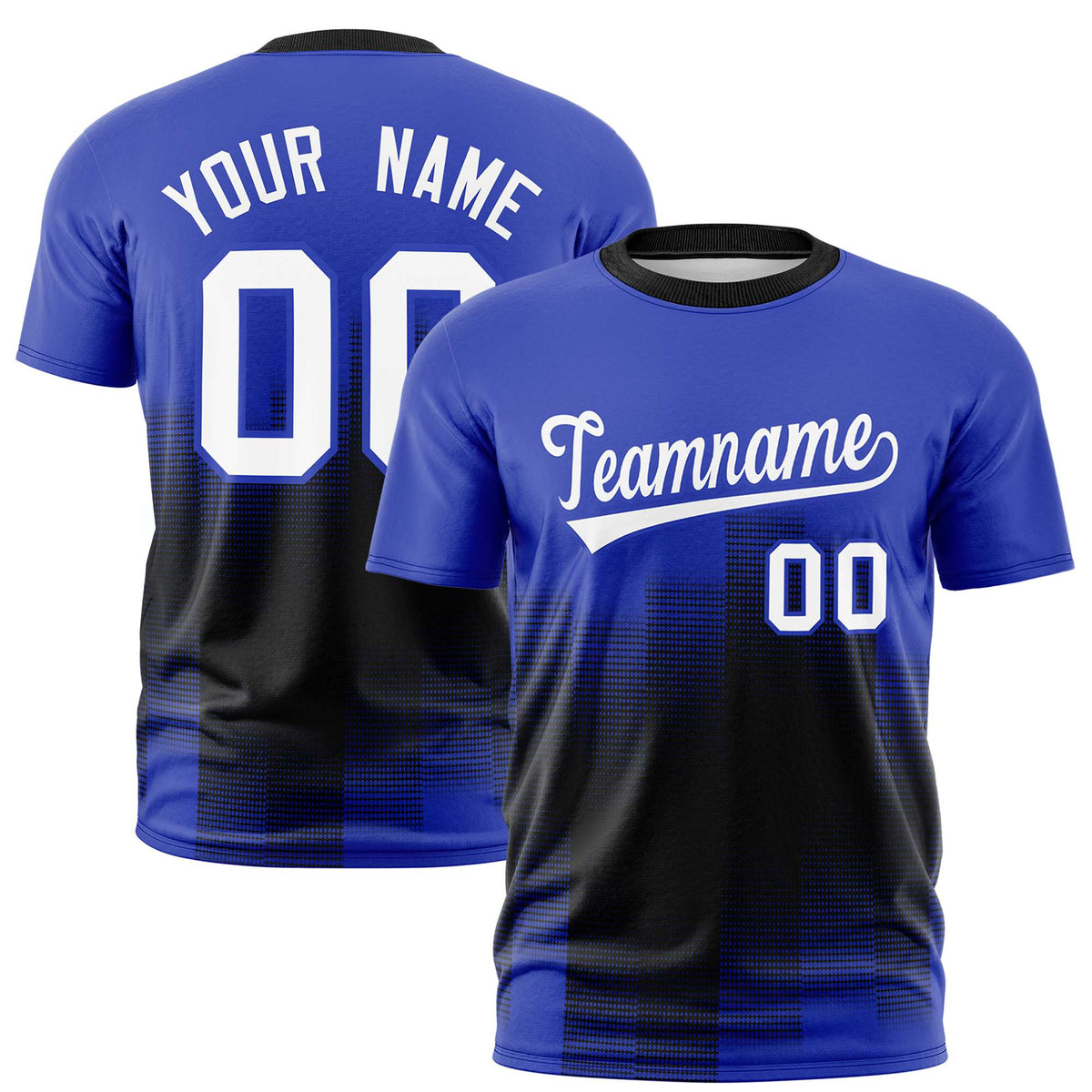 Custom Black Royal Blue Gradient Fashion Design Performance T-Shirt