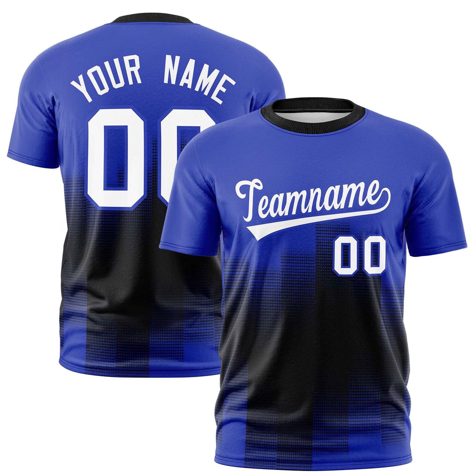 Custom Black Royal Blue Gradient Fashion Design Performance T-Shirt