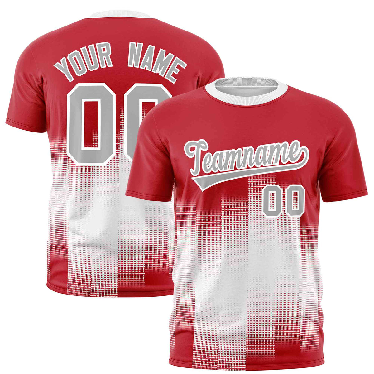 Custom White Red Gradient Fashion Design Performance T-Shirt