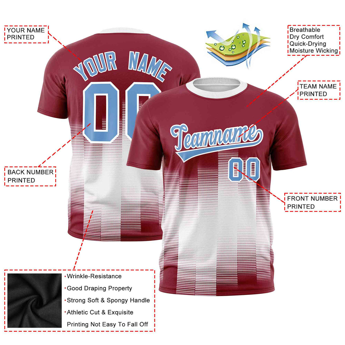 Custom White Crimson Gradient Fashion Design Performance T-Shirt