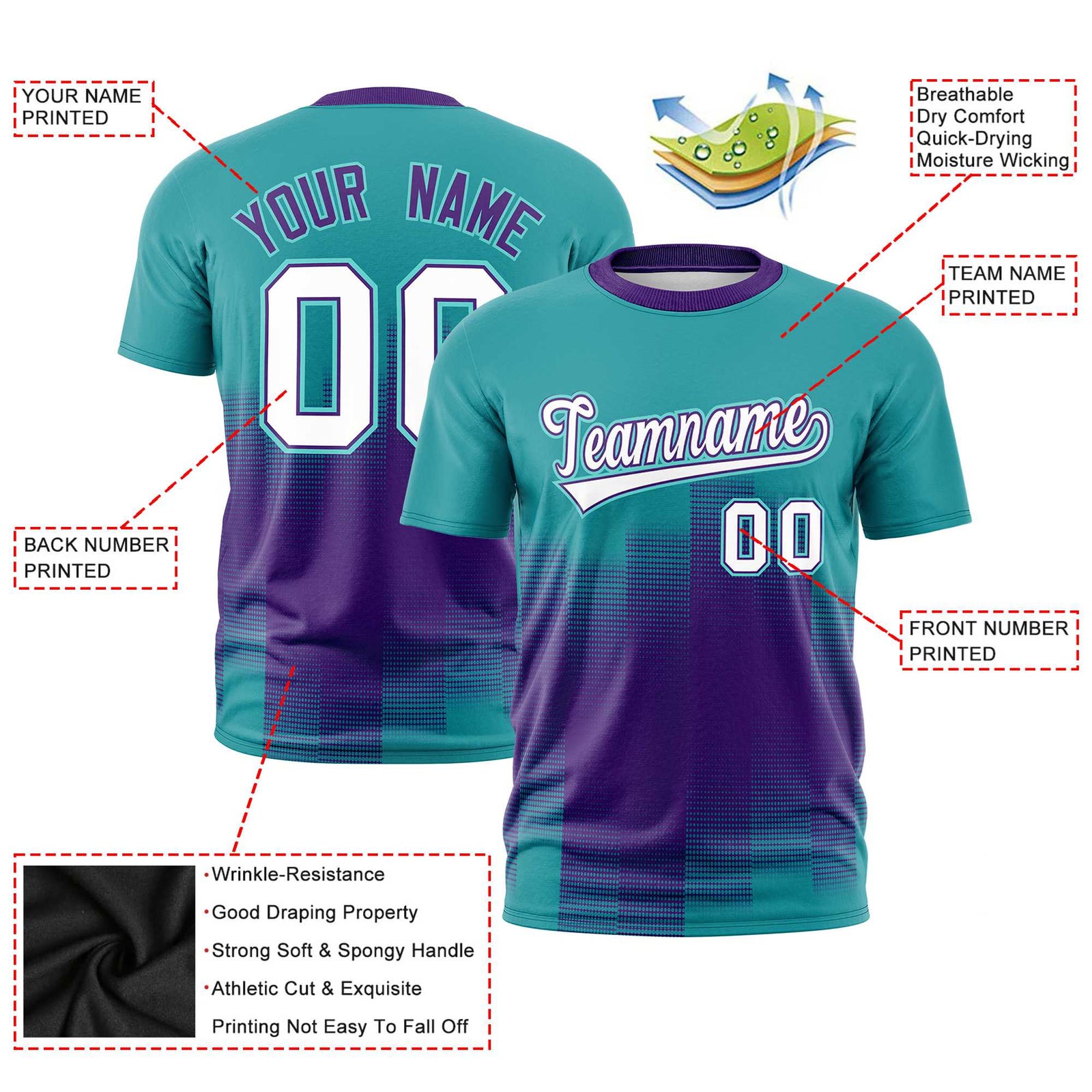 Custom Purple Aqua Gradient Fashion Design Performance T-Shirt