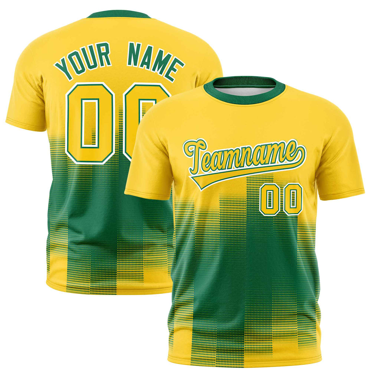 Custom Kelly Green Gold01 Gradient Fashion Design Performance T-Shirt