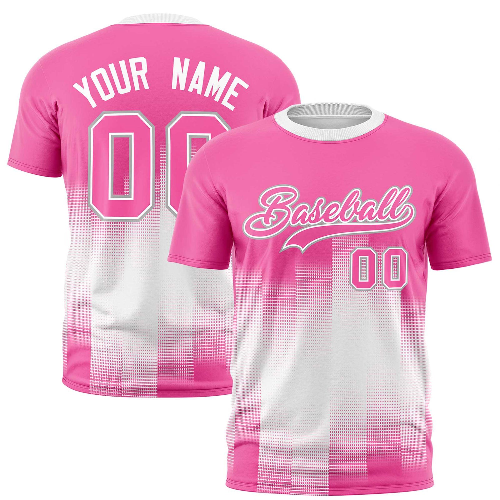 Custom White Pink Gradient Fashion Design Performance T-Shirt