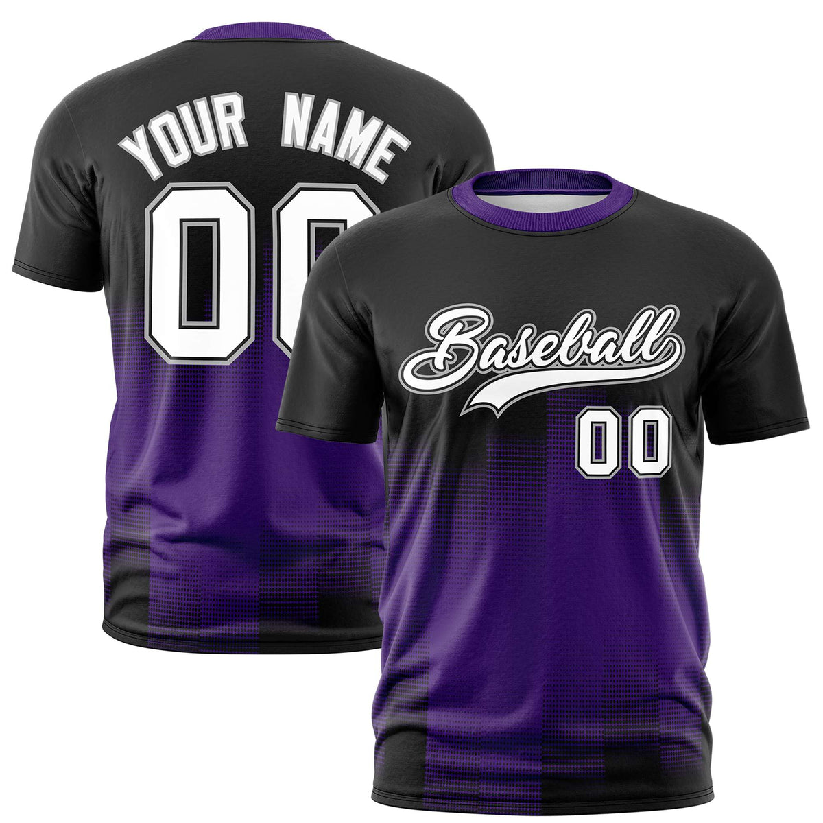 Custom Purple Black Gradient Fashion Design Performance T-Shirt