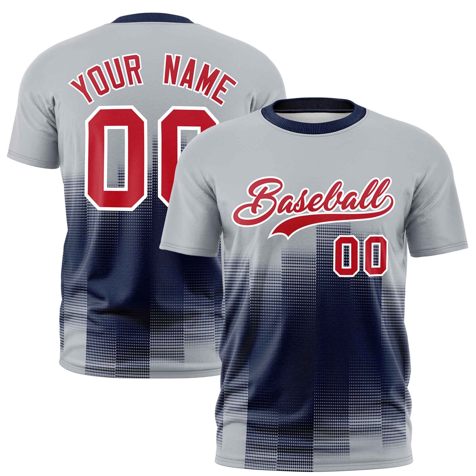 Custom Navy Gray Gradient Fashion Design Performance T-Shirt