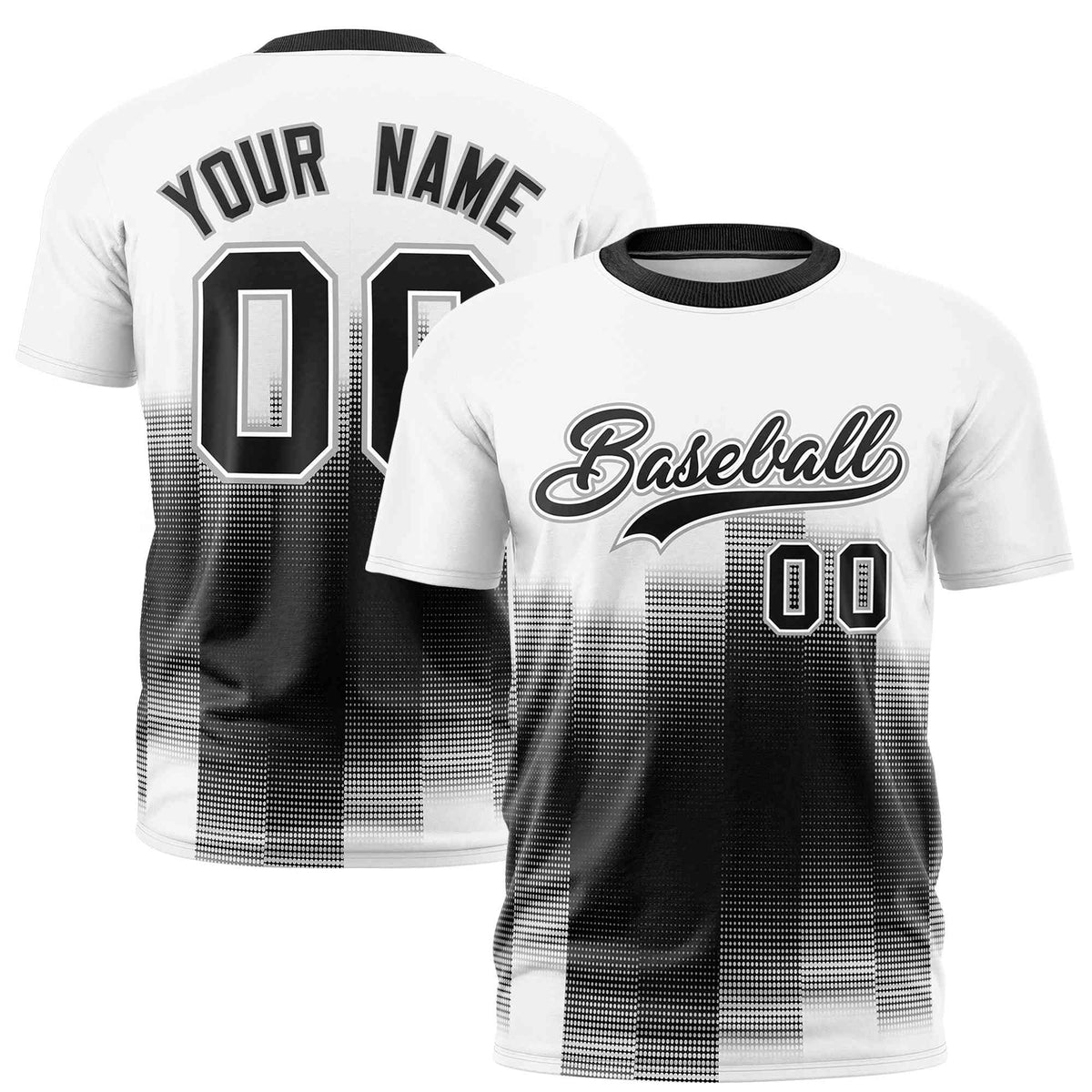 Custom Black White Gradient Fashion Design Performance T-Shirt