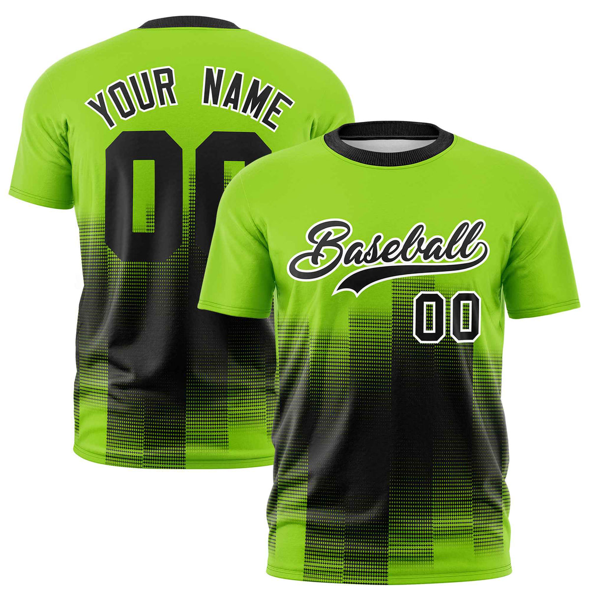 Custom Black Neon Green Gradient Fashion Design Performance T-Shirt