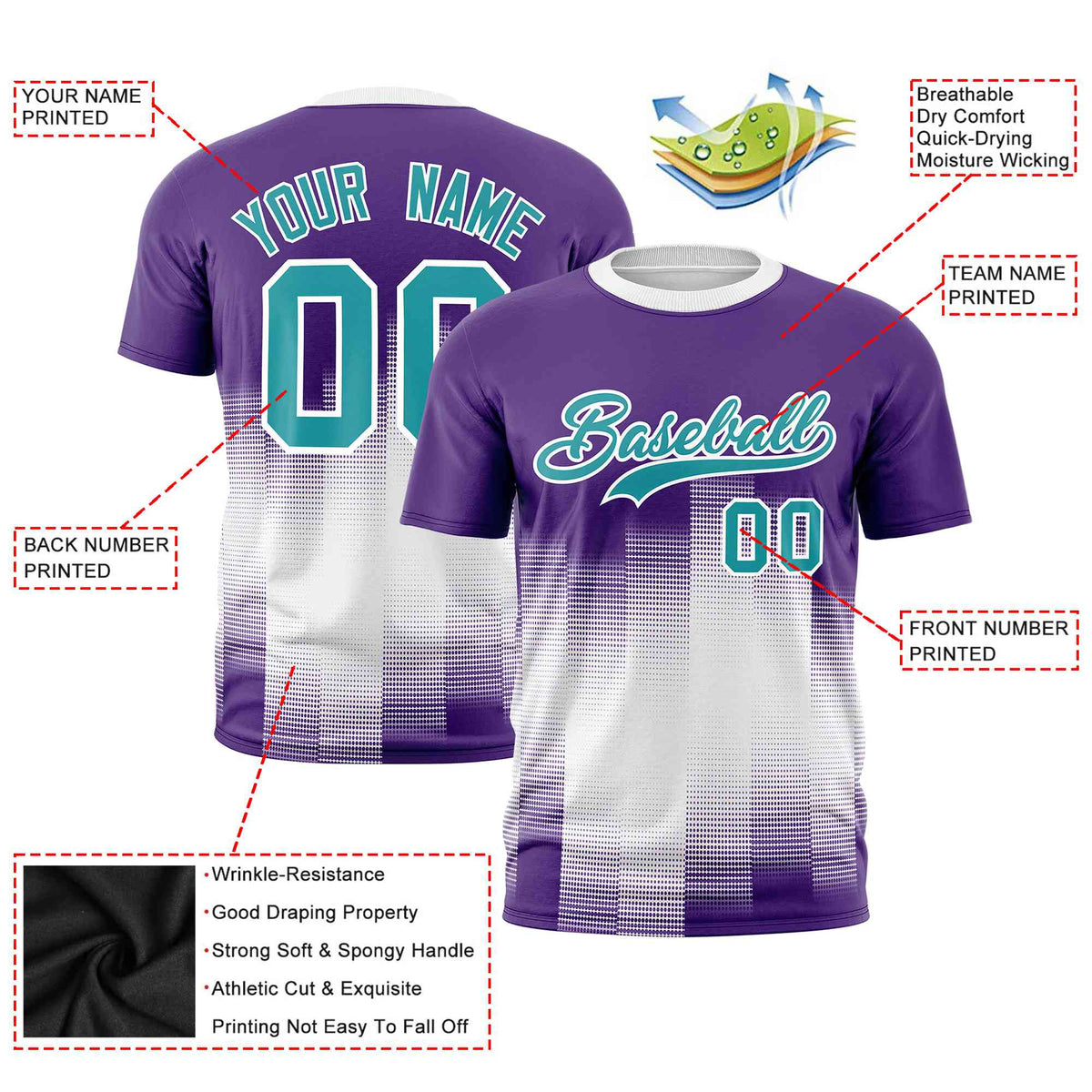 Custom White Purple Gradient Fashion Design Performance T-Shirt