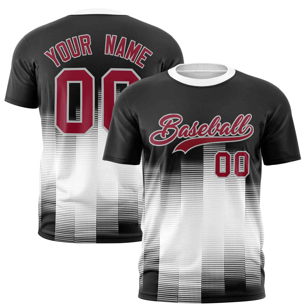 Custom White Black Gradient Fashion Design Performance T-Shirt