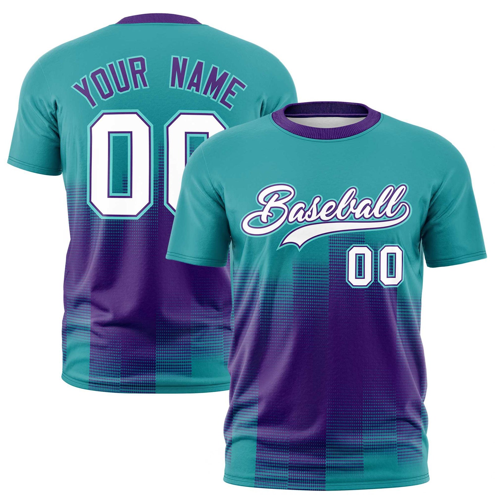 Custom Purple Aqua Gradient Fashion Design Performance T-Shirt