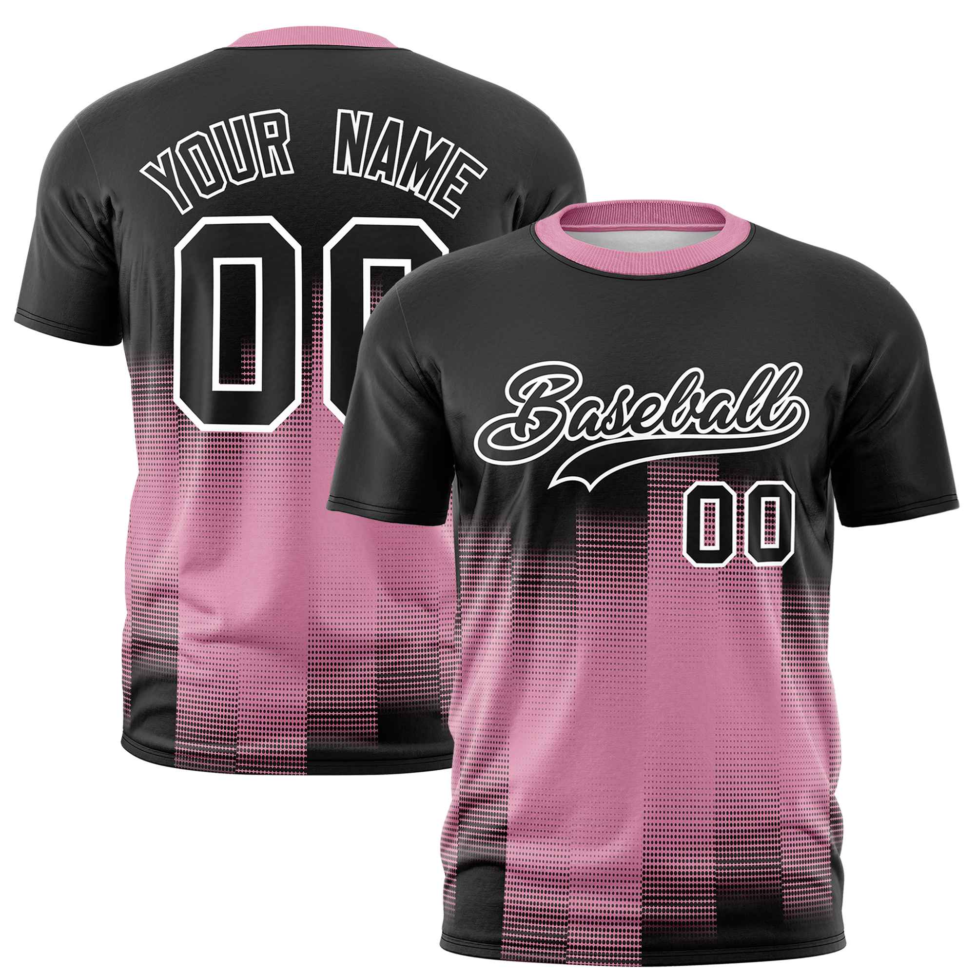 Custom Light Pink Black Gradient Fashion Design Performance T-Shirt