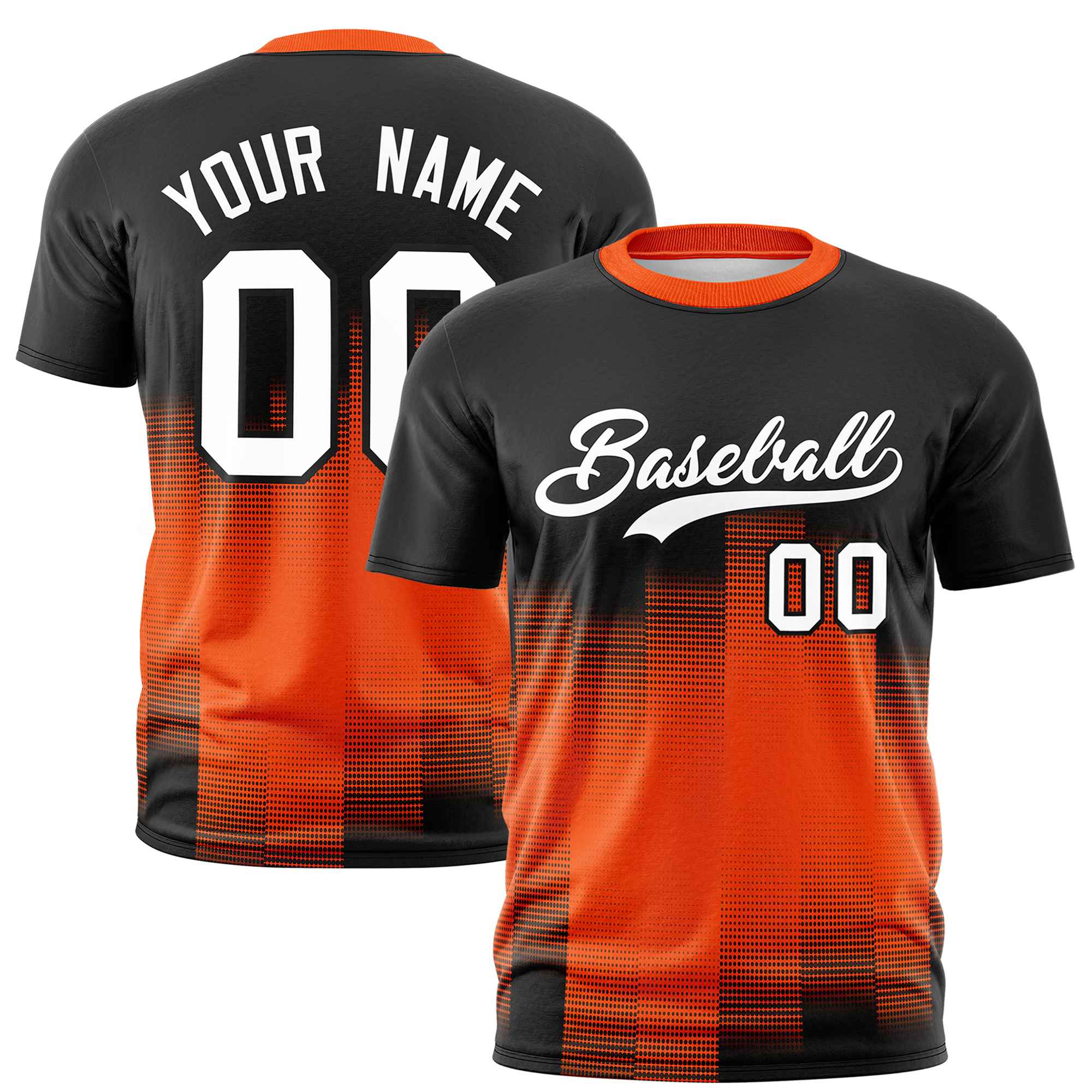 Custom Orange Black Gradient Fashion Design Performance T-Shirt