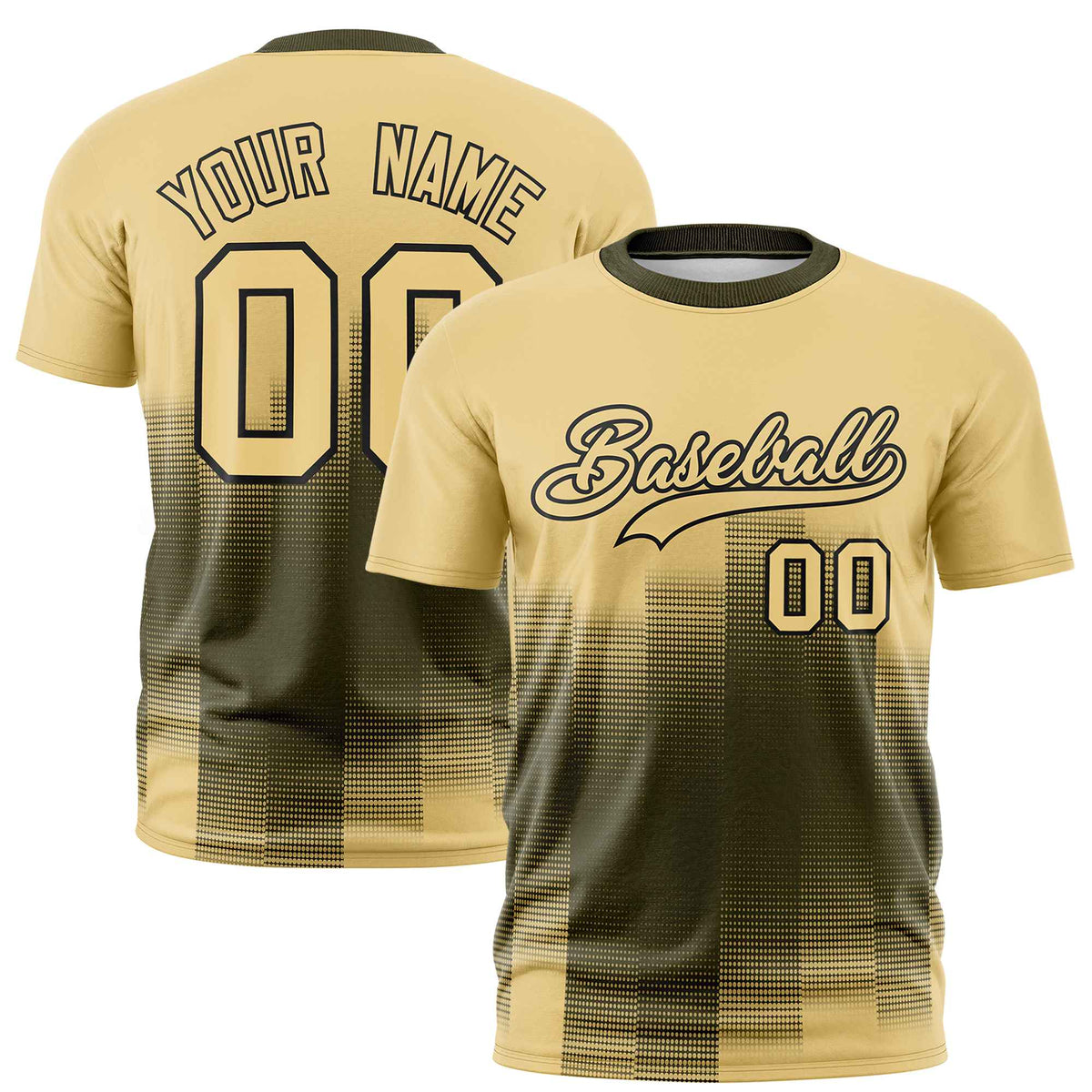 Custom Olive Khaki Gradient Fashion Design Performance T-Shirt